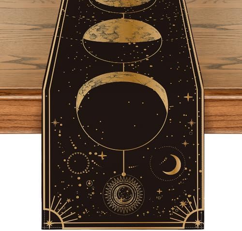 Artoid Mode Astrology Moon Magic Art Table Runner, Seasonal Mystical Gothic Kitchen Dining Table Decoration for Home Party Decor 13x108 Inch by ArtoidMode