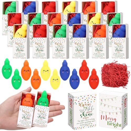 40 Sets Christmas Positive Gifts Light Bulb Party Favors with Boxes by Wettarn