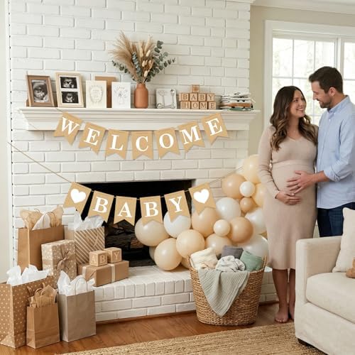 Welcome Baby Banner – Rustic Baby Shower Decorations, Gender Neutral Baby Shower Decor, Pre-Strung Shower Sign, Baby Boy Banner for Party Wall Backdrop - Image 3