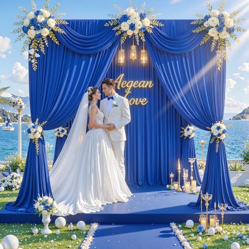 30ft x 10ft Wrinkle Free Royal Blue Backdrop Curtain for Party, Polyester Royal Blue Photo Backdrop Drapes 6 Panels 5x10ft for Birthday Photography Background Weddings Baby Shower Party - Image 5
