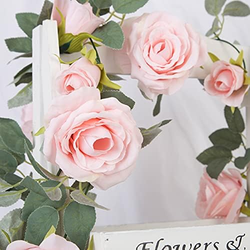 TELDRASSIL 4Pcs(26 FT) Artificial Rose Vine Fake Flower Garland Fake Silk Rose Hanging Vine for Wedding Party Background Arch Garden Background Decoration (Pink) - Image 7