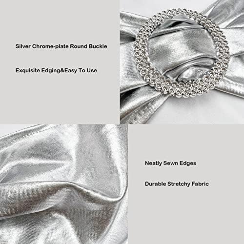 Spandex Chair Sashes Bands, Metallic Silver, 30PCS - Image 4