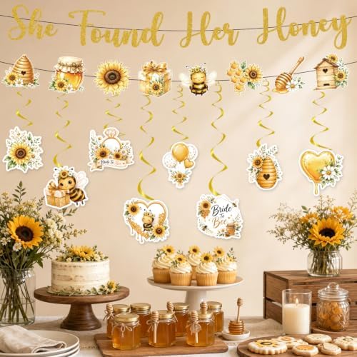 She Found Her Honey Bridal Shower Decorations Banner Swirls 10PCS - Image 4