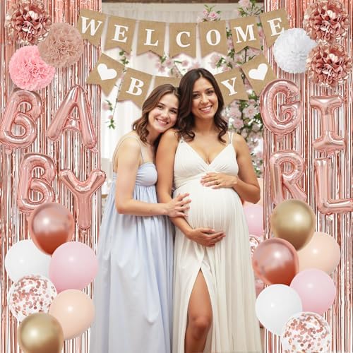 Ouddy Party Rose Gold Baby Shower Decorations for Girls with Fringe Curtain - Image 5