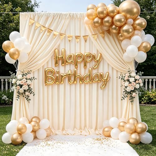 Beige Backdrop Curtains 20ftx8ft Wedding Polyester Photo Drapes by SoarDream
