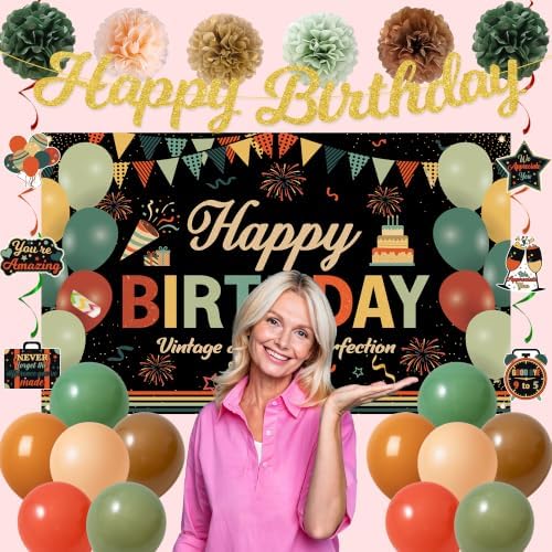 Vlipoeasn Vintage Colorful Birthday Party Decorations Kit with Backdrop - Image 5