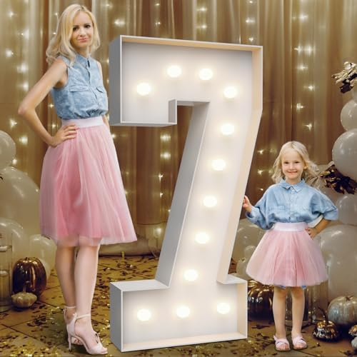 4FT Light Up Marquee Number 7- Large Foam Board Mosaic Kit by Teebloom