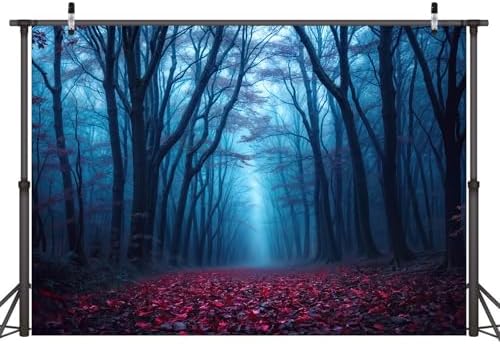 9 x 6 ft Halloween Haunted Misty Forest Backdrop, Horror Creepy Dark Pathway Photograph Background, Spooky Foggy Woods for Halloween Witch Party Photo Backdrop Booth Decorations - Image 5