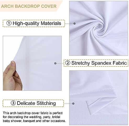 FANPROMS White Arch Cover Set of 3 Wedding Arch Backdrop Covers 4 5 6 FT Round Top Arch Cover Spandex Fitted Wedding Arched Backdrop Cover Arch Stand Covers for Birthday Party Ceremony Decorations - Image 3