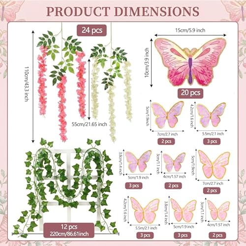 Vexillum 76 Pcs Fairy Garden Party Decorations Set for Birthday Wedding - Image 2