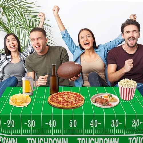 QZYL Football Party Decorations 2026, Disposable Football Tablecloth, 2 PCS Brown Green Decoration Runner, Game Day Theme Table Cloth, Plastic Table Cover for Game Day Touchdown Party Supplies - Image 4