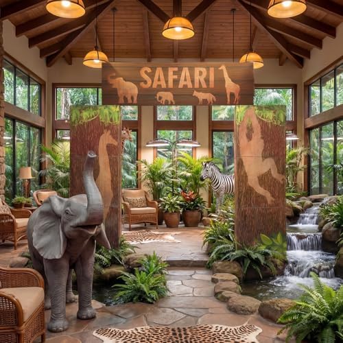 Bucherry 7 Pcs Safari Party Backdrop 43x51 Jungle Animals Cardboard Decor - Image 5