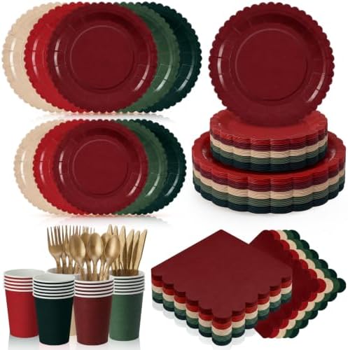 Zhehao 350 Pcs Christmas Plates and Napkins Party Supplies by Zhehao