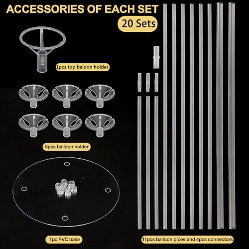 20 Sets Balloon Stand Kit, Balloon Sticks Holder with Base Birthday Wedding Graduation Party Decortaions Table Centerpieces Balloon Arch kit - Image 3