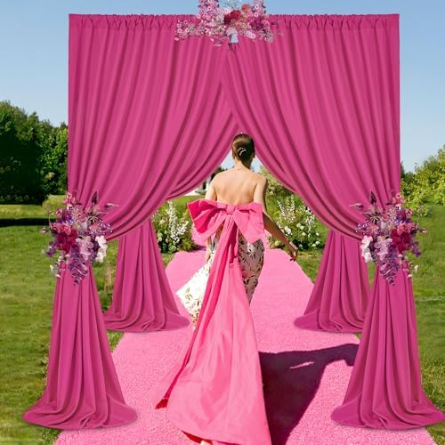 Hot Pink Backdrop Curtains 20ftx10ft Birthday Polyester Photo Drapes - Image 6