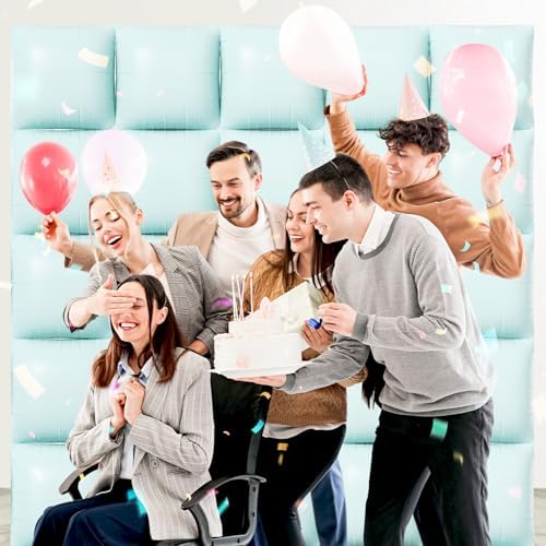 NISOCY 25PCS Pastel Green Square Foil Balloons Wall Backdrop - Image 5