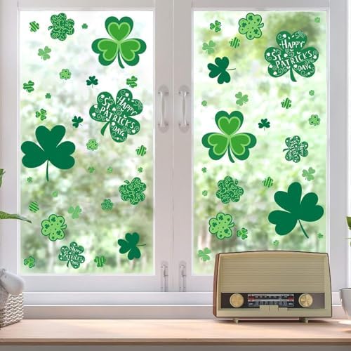 Valentines Day Window Clings for Valentines Decorations, Reusable Static Shamrock Window Clings for St Patricks Day Decorations, Easter Decor for Home, Bathroom and Office - Image 3