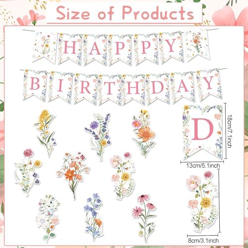 Rngmsi Flower Wildflower Birthday Party Decorations Banner Swirls - Image 2