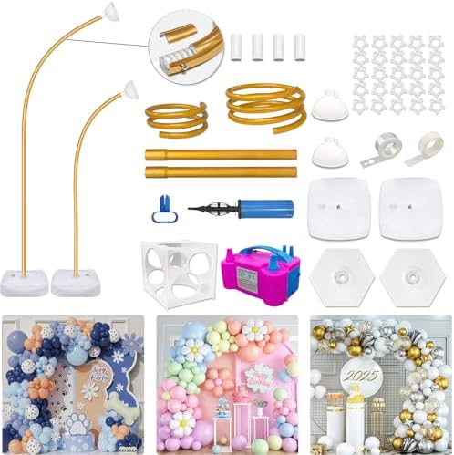Balloon Arch Kit with Pump 8.2FT/5FT Gold Half Arch Balloon Stand for Party by CYAOOI