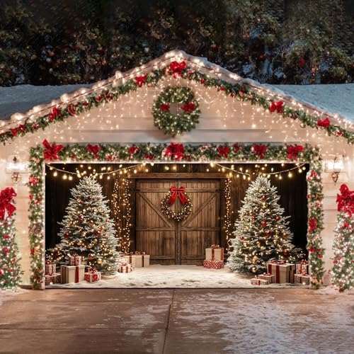 HOMETITUTE Christmas Wooden Garage Door Cover Banner 13x6ft Polyester - Image 3