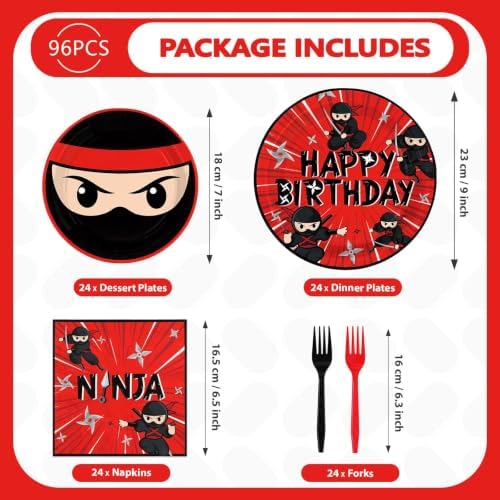 96 Pcs Ninja Birthday Party Decorations for Karate Party , Serve 24 - Image 4
