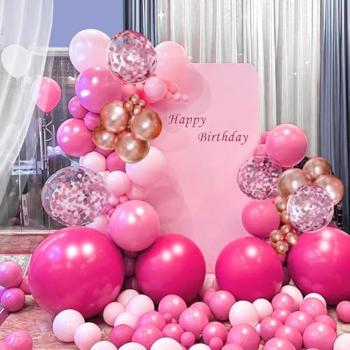 MEBAY Rose Red Pink Champagne Balloon Arch Garland Kit, 146 Pcs Hot Pink Confetti Rose Gold Tender Pink White Balloons for Graduation Birthday Party Baby Shower Wedding Decorations - Image 6