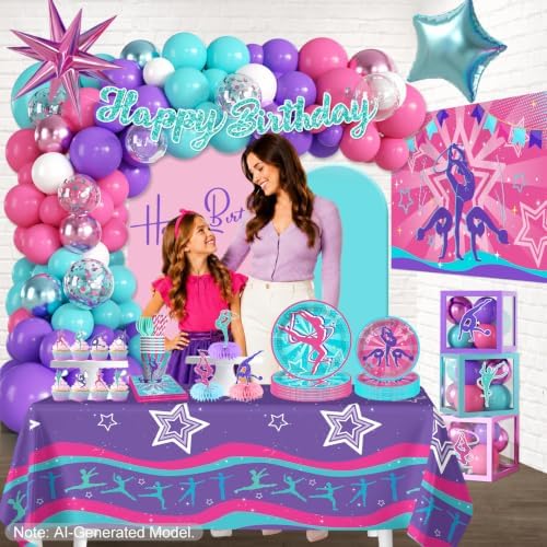 286PCS Cocomigo Gymnastics Birthday Party Decorations set, Serves 25 - Image 6