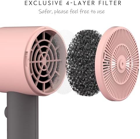 AINA Diffuser Hair Dryer Full-Featured Blow Dryer 110V/1600W(Misty Blush) - Image 2