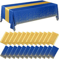 Breling 8 Pack Navy Blue and Gold Tablecloths and Satin Runners Set by Breling