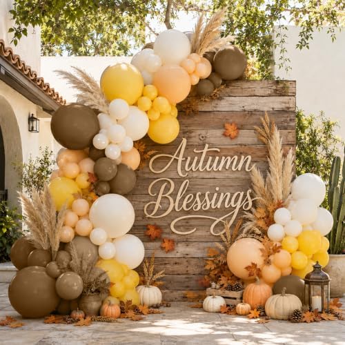 Fall Balloon Arch Kit, 121Pcs Thanksgiving Balloon Garland, Yellow Brown Beige Ivory Apricot Khaki Balloons for Autumn Fall Birthday Harvest Baby Shower Bee Sunflower Theme Party Decorations - Image 3