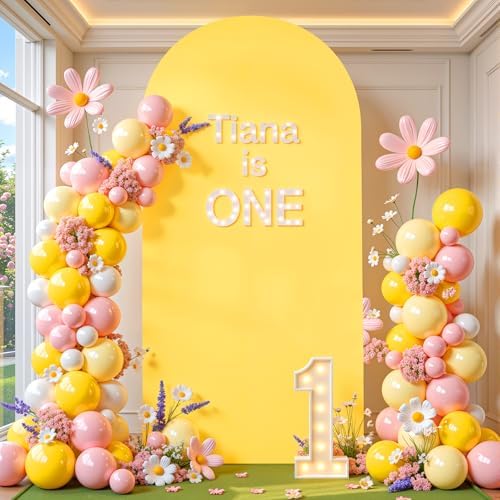 6 ft Arch Backdrop Cover Yellow - Double-Sided Spandex Arch Covers Stretchy Backdrop for Balloon Arches Birthday Party Baby Shower Banquet Wedding Photo Background - Image 4