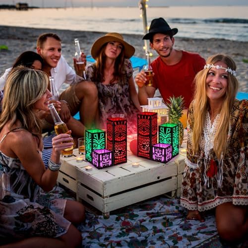 Rossesay 12 Pcs Tiki Totem Boxes Decor Hawaiian Luau Centerpieces for Table - Image 5