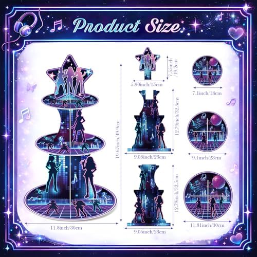 3 Tier Kpop Birthday Party Decorations Korean Pop Cupcake Stand - Image 2