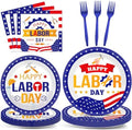 96 Pcs Labor Day Party Supplies for 24 Guests Labor Party Tableware Plates Napkins American Holiday Patriotic Dinnerware Table Decorations Happy Labor Day Party Favor for USA Independence Day by ZOIIWA