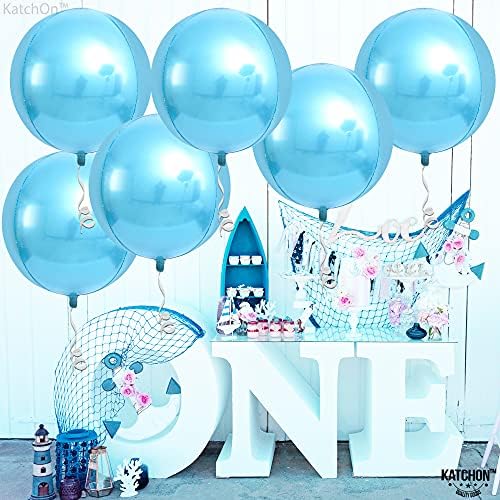KatchOn Light Blue Foil Balloons - 22 Inch, Pack of 6, Water Decorations - Image 5