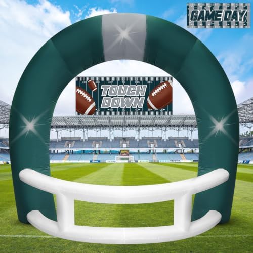 8FT Green White Inflatable Football Helmet Arch with LED Lights by Eyourlife