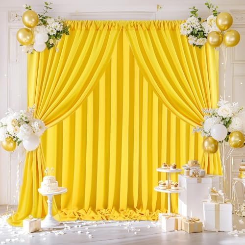 Yellow Backdrop Curtains 10ftx8ft Birthday Polyester Photo Drapes by SoarDream