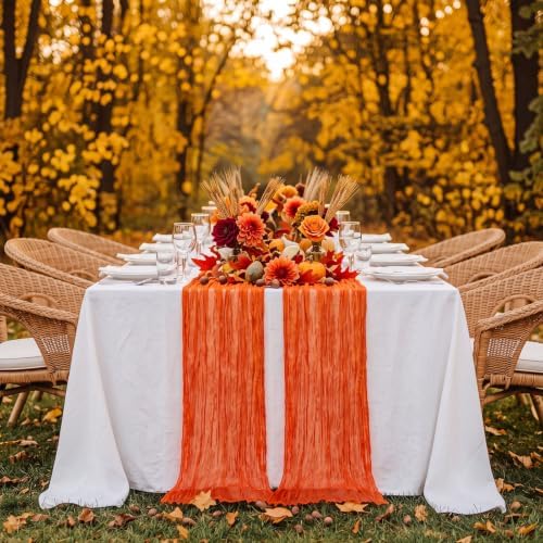 6 Pcs Orange Sunset Party Decorations Cheesecloth Table Runner - Image 6
