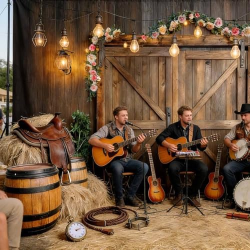 Western Cowboy Backdrop Western Party Decorations Wild West Vintage Wooden Rustic Wooden House Barn Photography Background for Kids Boy Children Boy Baby Birthday Banner Photo Booth 6x6 FT - Image 3