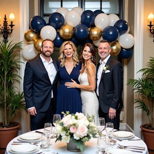 412Pcs Navy Blue and Gold Balloons Arch Garland Kit,5 10 12 18 inch gold and blue balloons for Birthday, Wedding, Graduation, Anniversary Decorations - Image 5