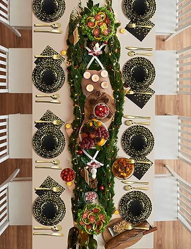 Nkaiso 141Pcs Black Gold Paper Plates and Napkins Party Supplies for20 - Image 4