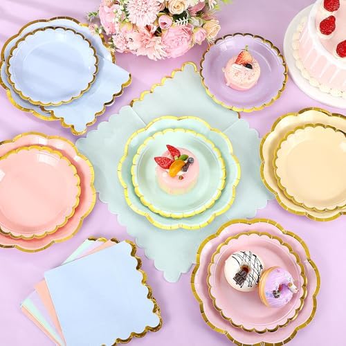 72 Pcs 24 Guests Pastel Plates and Napkins Party Supplies - Image 3