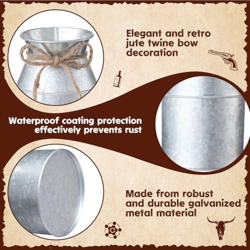 30 Pcs Western Party Decorations Mini Horseshoe Wagon Wheel Hay Bales Crafts Wooden Plate Farmhouse Vase Table Centerpieces Supplies for Western Birthday Wedding Party Favors Decor (Silver) - Image 3