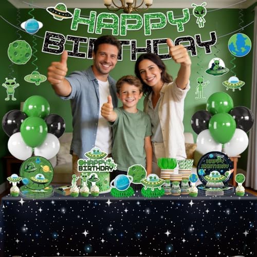 Xynic 205pcs Alien Birthday Decorations Complete Party Set, for 25 Guests - Image 7