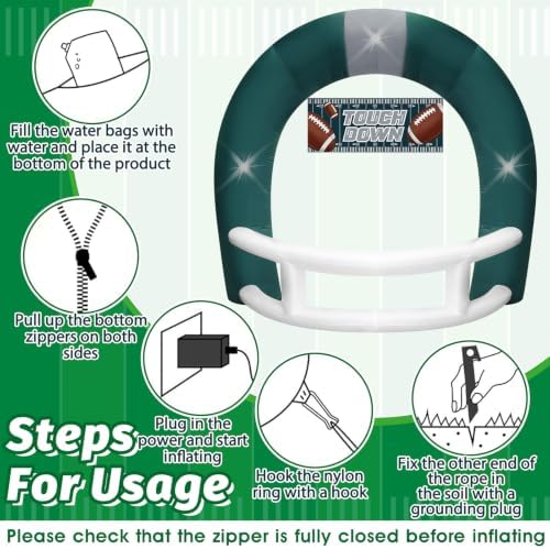 8FT Green White Inflatable Football Helmet Arch with LED Lights - Image 7
