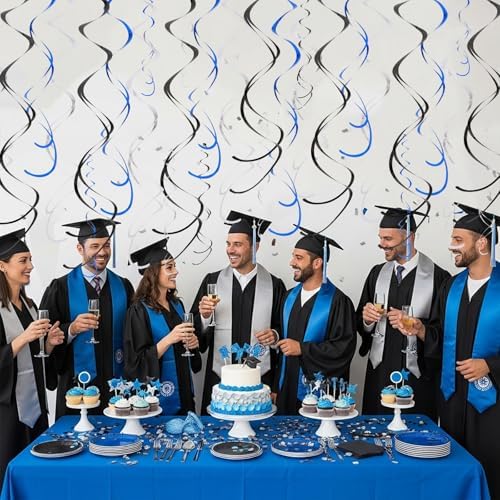 BEISHIDA 20Pcs Blue Black Silver Hanging Swirls Men Birthday Grad Decor - Image 6