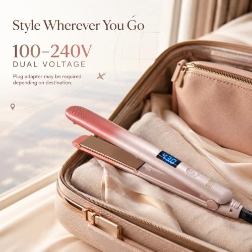 SVEY Dual Voltage Hair Straightener Titanium Ceramic Flat Iron for Travel - Image 2