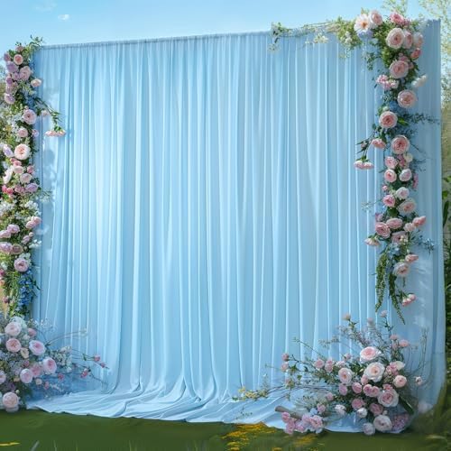 20x12ft Blue Backdrop Curtain Panels for Parties - Wrinkle Free Polyester Photo Curtain Backdrop Wedding Back Drop Fabric Drapes for Party Decorations Background for Photography by WishCare