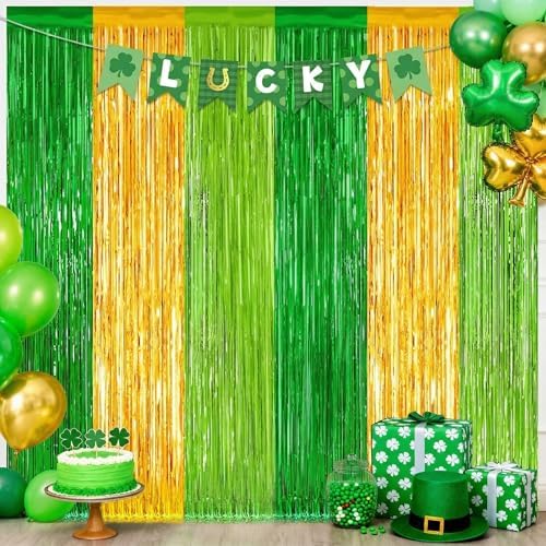 2Pack Green Gold St Patricks Foil Curtain Xmas Decorations Party Streamers by GCBPartyDecorations