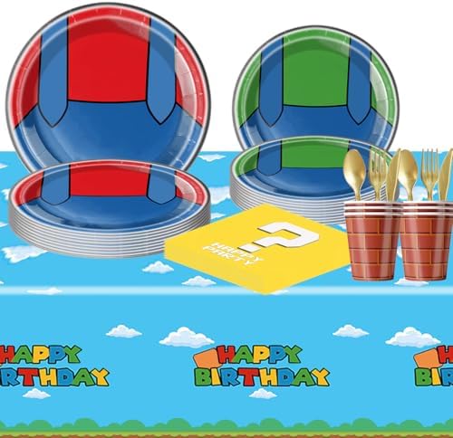 81Pcs Super Brother Party Tableware Set, Super Brother Party Decoration, Super Brother Birthday Party Supplies - Image 5